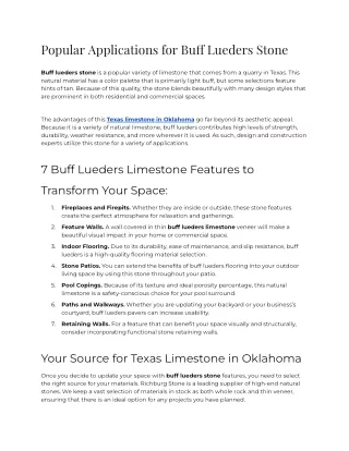 2023 - Popular Applications for Buff Lueders Stone