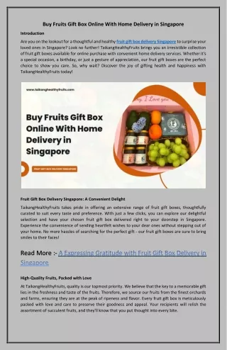 Buy Fruits Gift Box Online With Home Delivery in Singapore