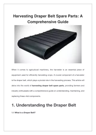 Harvesting Draper Belt Spare Parts A Comprehensive Guide