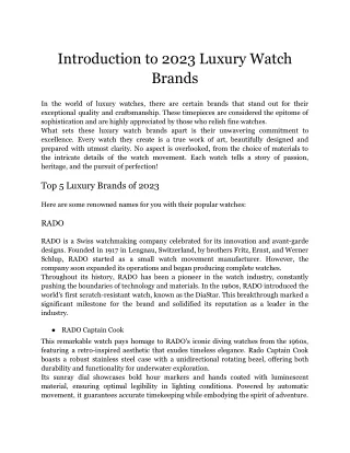 Introduction to 2023 Luxury Watch Brands.docx