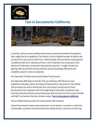 Taxi in Sacramento California