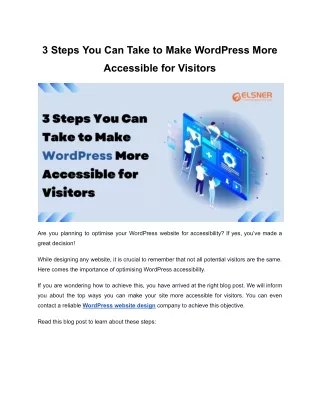 3 Steps You Can Take to Make WordPress More Accessible for Visitors