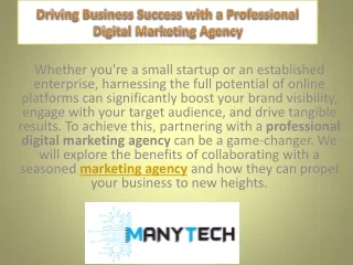 Driving Business Success with a Professional Digital Marketing Agency