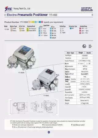 Electro Pneumatic Positioner | YTC INDIA