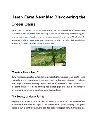 Hemp Farm Near Me_ Discovering the Green Oasis