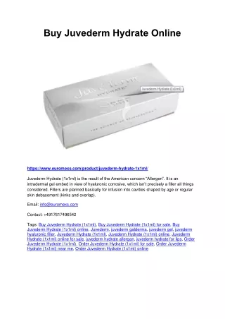 Buy Juvederm Hydrate Online