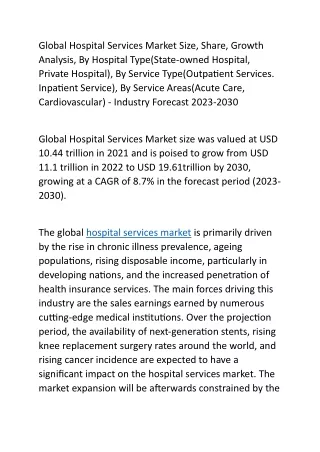 Global Hospital Services Market Size