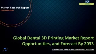 Dental 3D Printing Market Report Opportunities, and Forecast By 2033