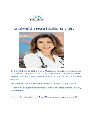 Internal Medicine Doctor in Dallas - Dr. Shahid