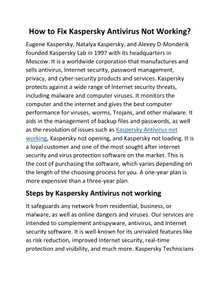 How to Fix Kaspersky Antivirus Not Working