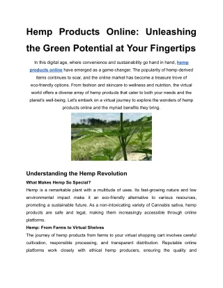 Hemp Products Online_ Unleashing the Green Potential at Your Fingertips