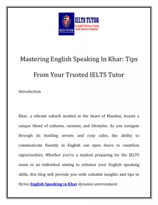 English Speaking in Khar Call-9920548905