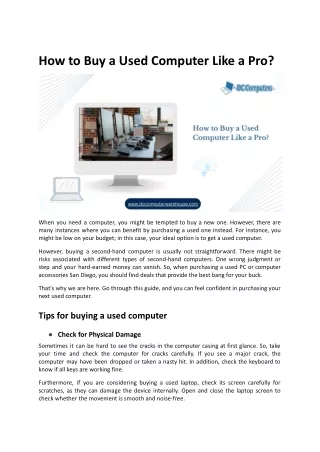 How to Buy a Used Computer Like a Pro?