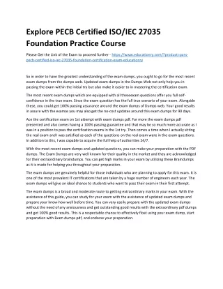 Explore PECB Certified ISO/IEC 27035 Foundation Practice Course