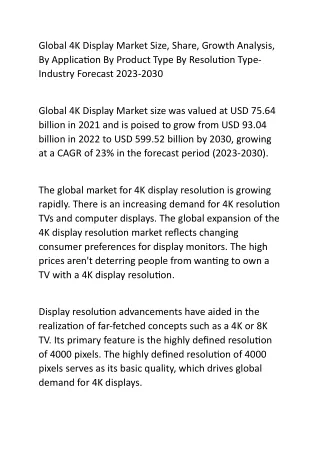 Global 4K Display Market Size