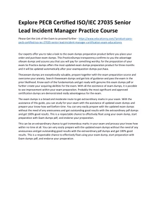 Explore PECB Certified ISO/IEC 27035 Senior Lead Incident Manager Practice Cours