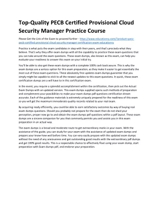 Top-Quality PECB Certified Provisional Cloud Security Manager Practice Course