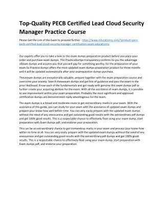 Top-Quality PECB Certified Lead Cloud Security Manager Practice Course