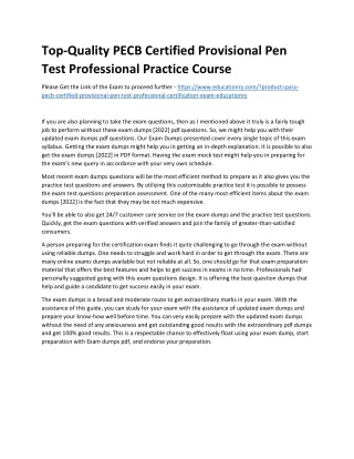 Top-Quality PECB Certified Provisional Pen Test Professional Practice Course