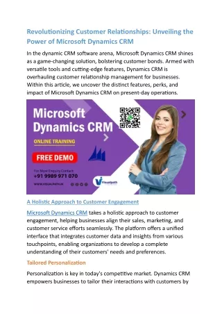 Microsoft Dynamics CRM Training | MS Dynamics CRM Training