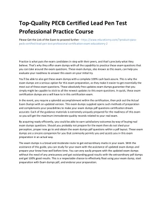 Top-Quality PECB Certified Lead Pen Test Professional Practice Course