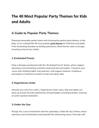 The 40 Most Popular Party Themes for Kids and Adults