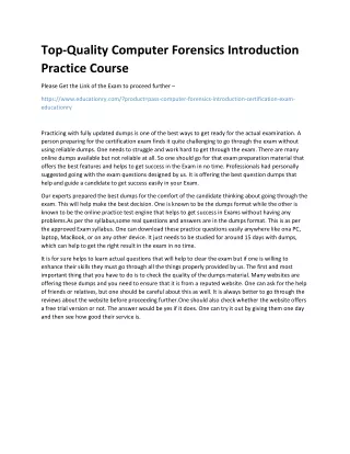 Top-Quality Computer Forensics Introduction Practice Course