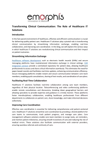 Transforming Clinical Communication