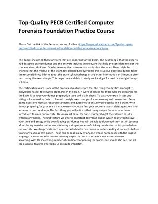 Top-Quality PECB Certified Computer Forensics Foundation Practice Course