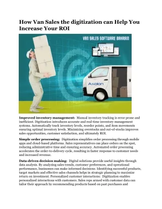 How Van Sales the digitization can Help You Increase Your ROI