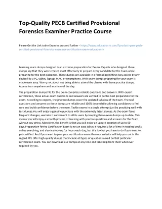 Top-Quality PECB Certified Provisional Forensics Examiner Practice Course