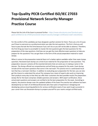 Top-Quality PECB Certified ISO/IEC 27033 Provisional Network Security Manager Pr