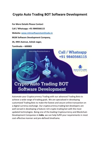 Crypto Auto Trading BOT Software Development