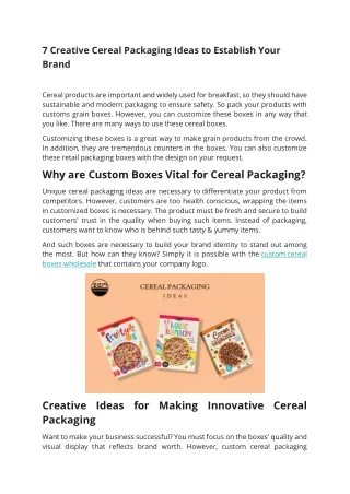 7 Creative Cereal Packaging Ideas to Establish Your Brand