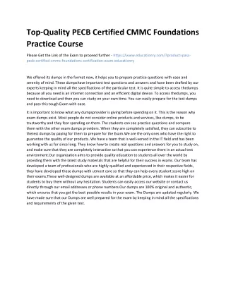 Top-Quality PECB Certified CMMC Foundations Practice Course