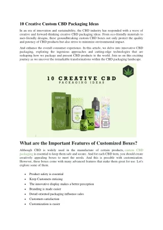 10 Creative Custom CBD Packaging Ideas