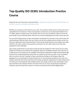 Top-Quality ISO 22301 Introduction Practice Course