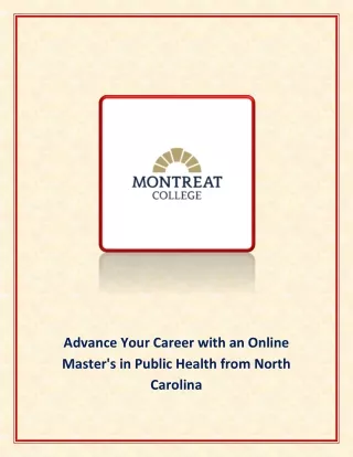 Advance Your Career with an Online Master's in Public Health from North Carolina