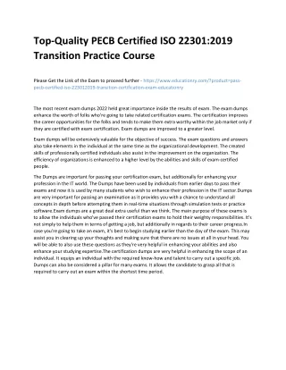 Top-Quality PECB Certified ISO 22301:2019 Transition Practice Course