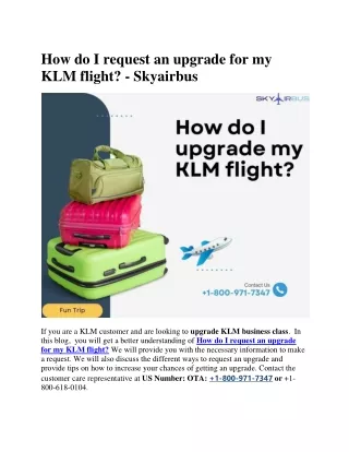 How do I request an upgrade for my KLM flight?