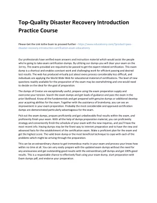 Top-Quality Disaster Recovery Introduction Practice Course