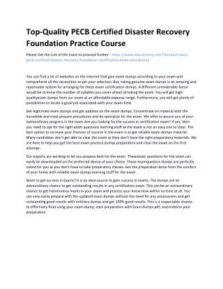 Top-Quality PECB Certified Disaster Recovery Foundation Practice Course