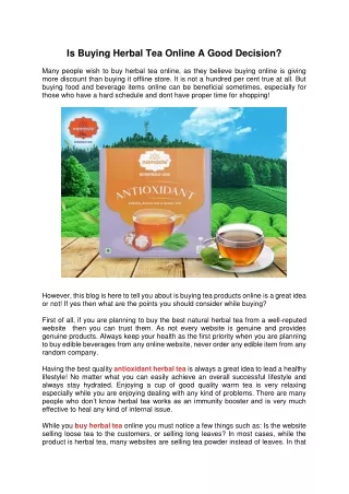 Is Buying Herbal Tea Online A Good Decision