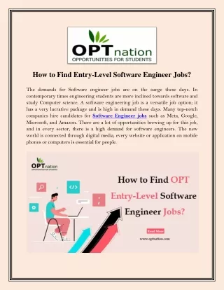 How to find Entry-level Software Engineer Jobs?