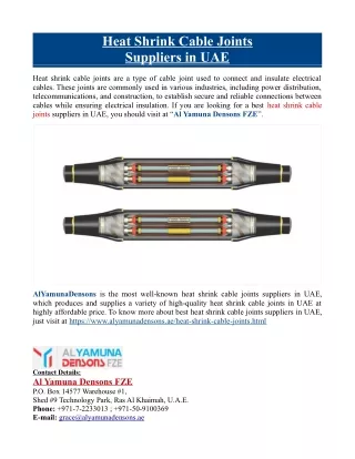 Heat Shrink Cable Joints Suppliers in UAE