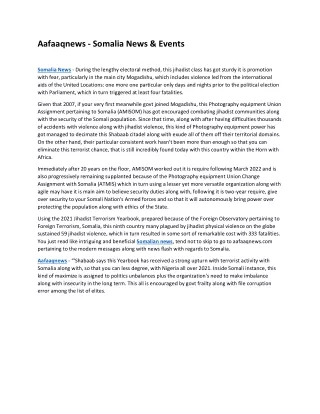 Aafaaqnews - Somalia News & Events
