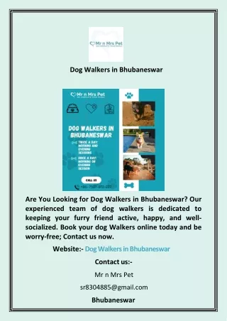 Dog Walkers in Bhubaneswar