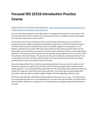 Focused ISO 22316 Introduction Practice Course