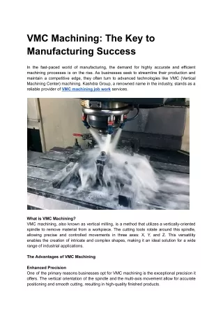 VMC Machining: The Key to Manufacturing Success
