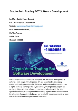 Crypto Auto Trading BOT Software Development